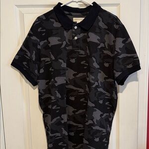 Aeropostale Men's Gray and Black Camo Polo Shirt, 2XL